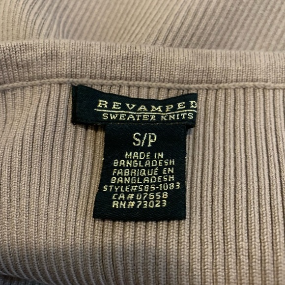 💛 Revamped Sweater Knits Tan Ribbed Strapless Top, Size S/P - Picture 2 of 5